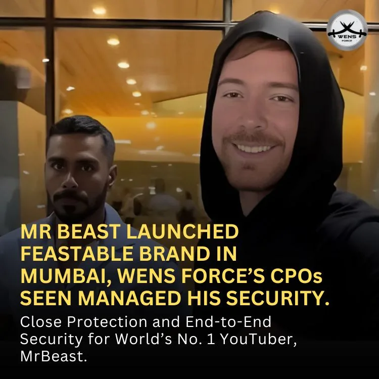 Close protection security given to MrBeast by WENS Force during his visit in India.