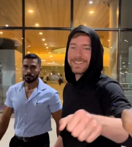 CLose security officer in india protecting Mr beast